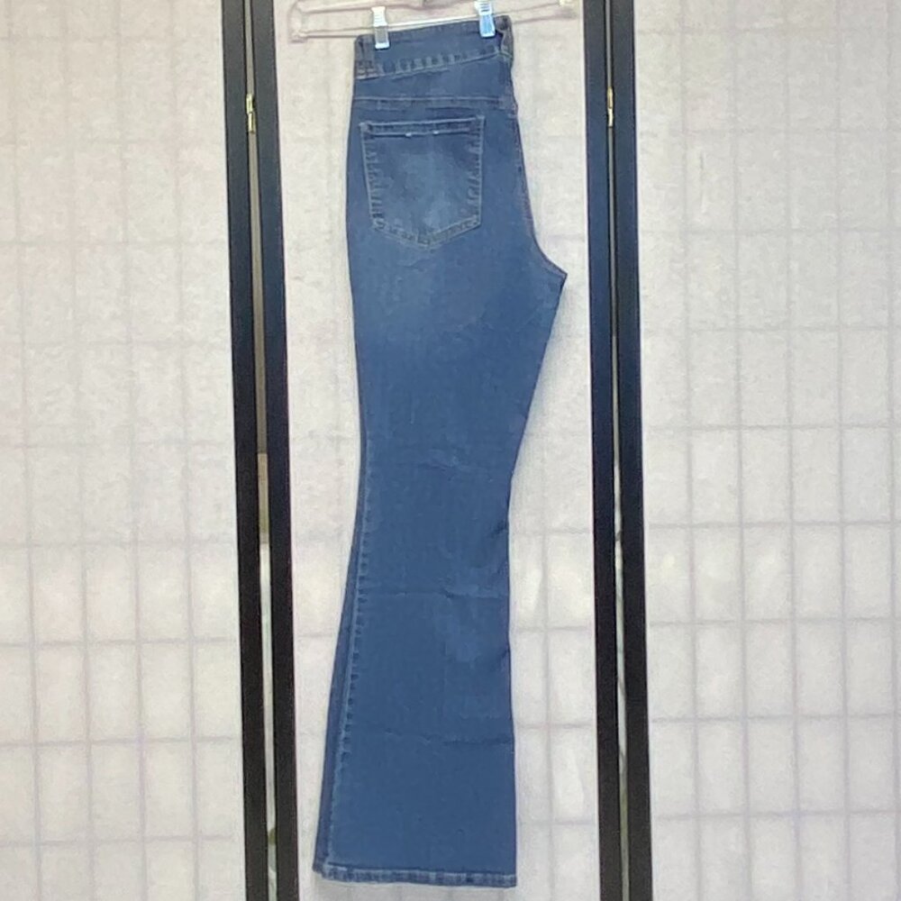 D Jeans High Wide Waistband Bootcut Stretch Denim Jeans Faded Medium Wash 8 - Picture 6 of 12